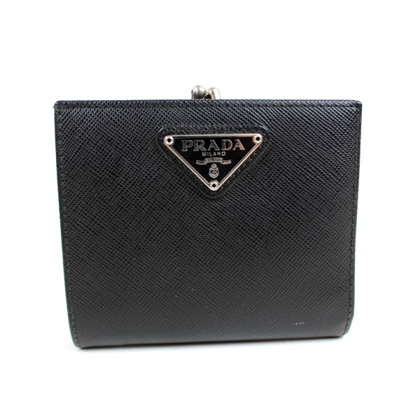 楽天市場】プラダ 二つ折り財布 がま口財布 ミニ財布 黒 ブラック