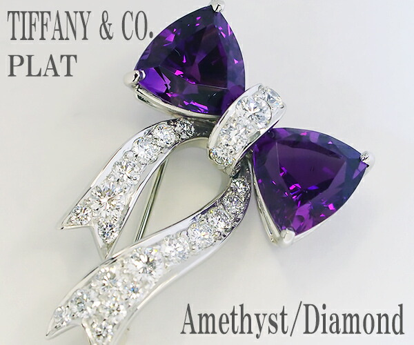 h405 美品 オールドティファニー リボンボウ ラージサイズ ブローチ