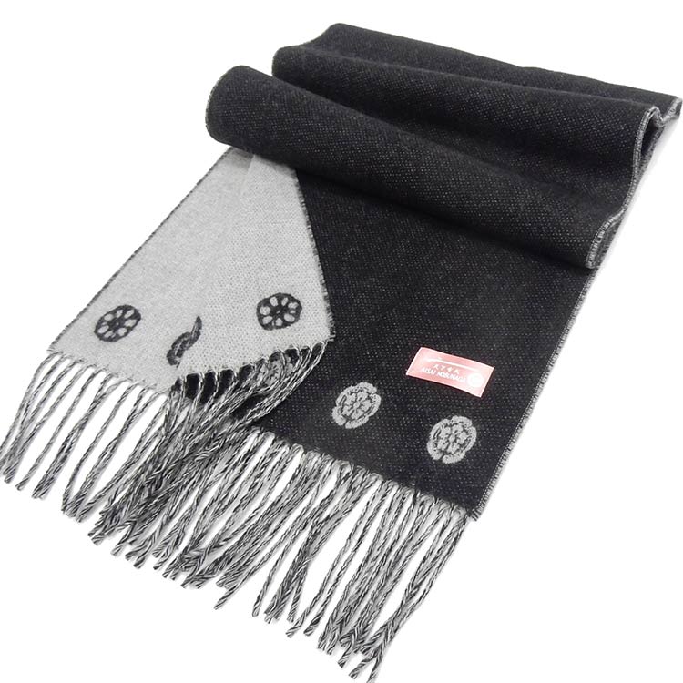 楽天市場】リバーシブルウールマフラー 愛西/織田信長 黒/ライトグレー