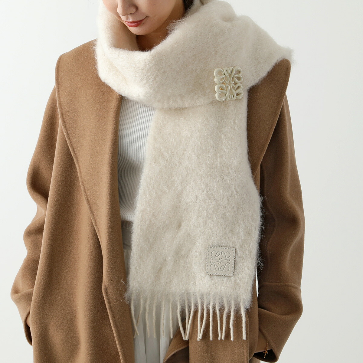 ロエベ マフラー ベージュ系 ロエベ モヘアマフラー