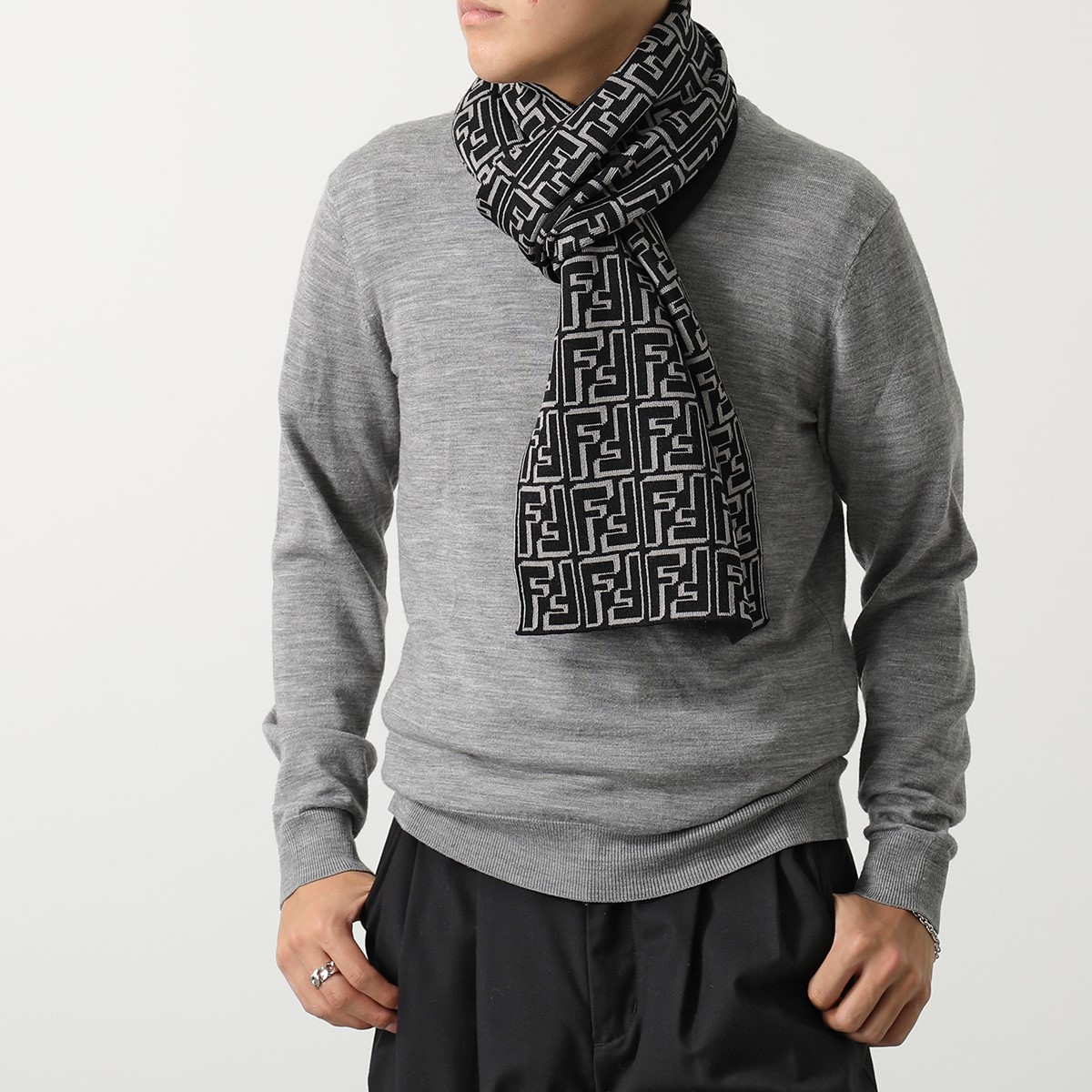 楽天市場】FENDI フェンディ マフラー FXS124 ALGS メンズ ウール FF柄