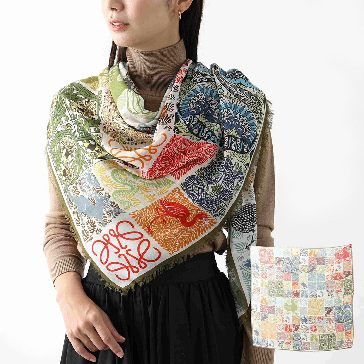 楽天市場】LOEWE ロエベ スカーフ ANIMALS 910.10.091 レディース