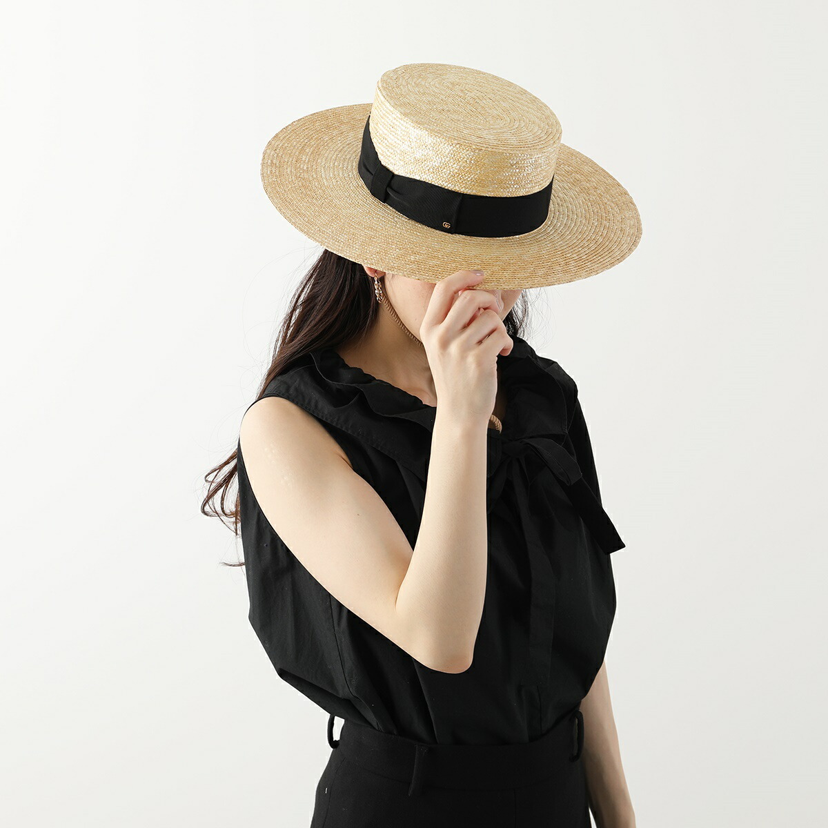 楽天市場】GUCCI グッチ ハット ストロー ボーダーハット 696869 4HAOE