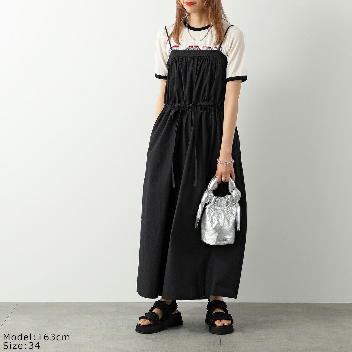 楽天市場】GANNI ガニー ワンピース Cotton Poplin Maxi Strap Dress