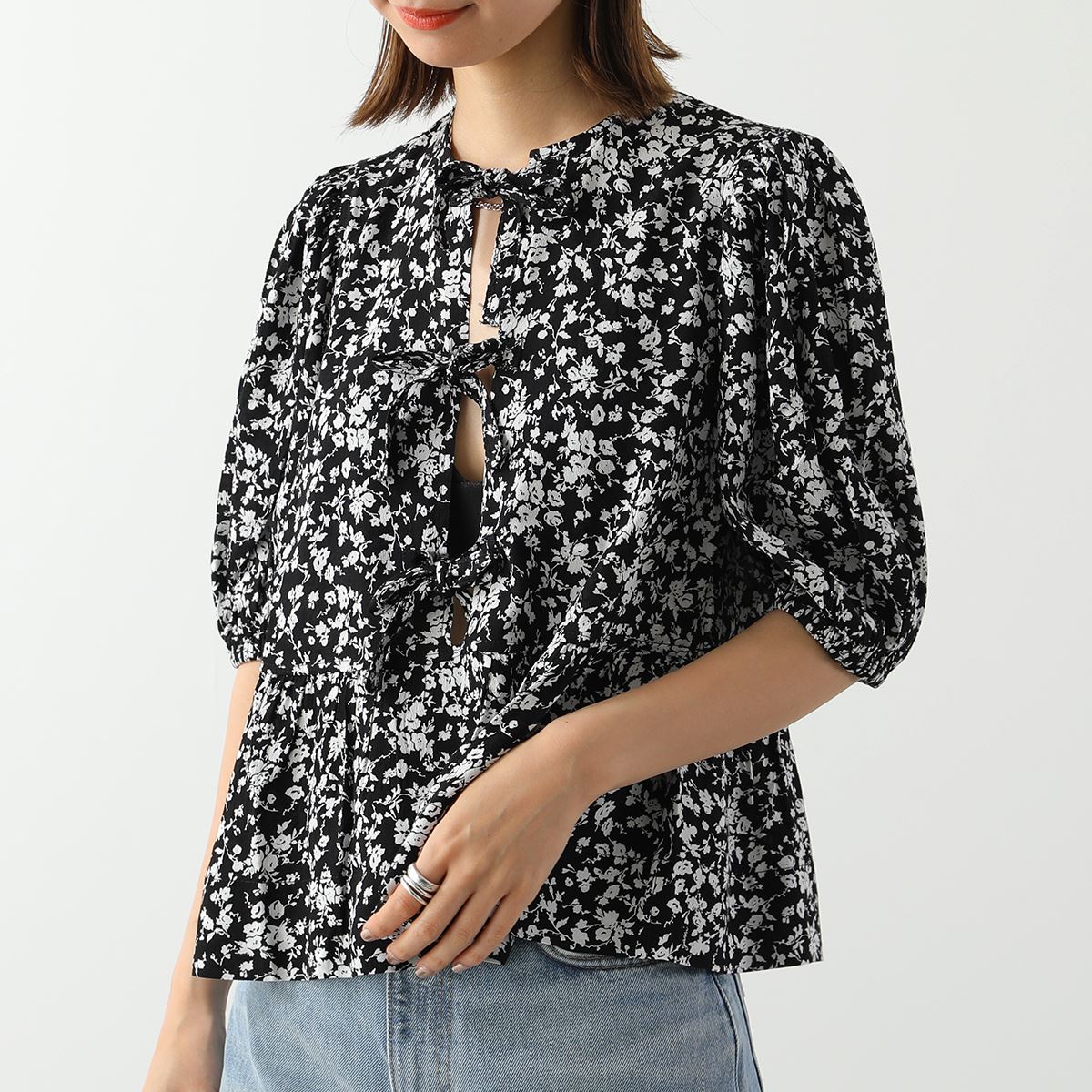 楽天市場】GANNI ガニー ブラウス Printed Crepe Peplum Blouse F7476