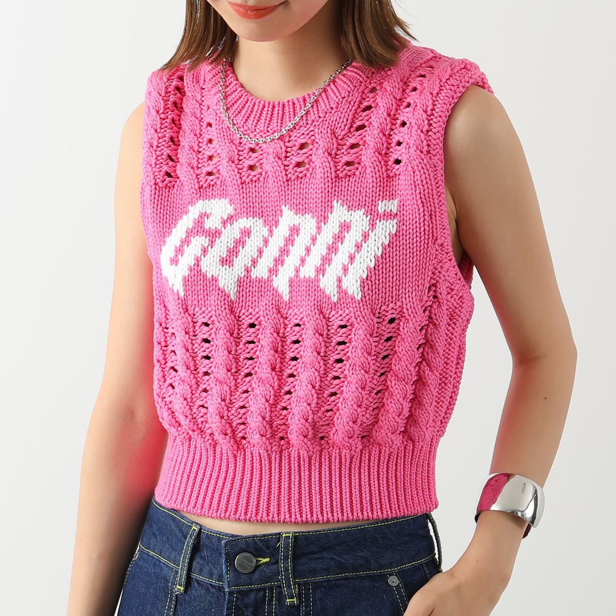 楽天市場】GANNI ガニー ニットベスト Viscose Rope Cropped Vest