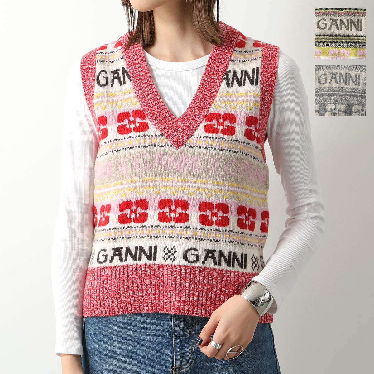 楽天市場】GANNI ガニー ニットベスト Logo Wool Mix Vest K1902 K1972