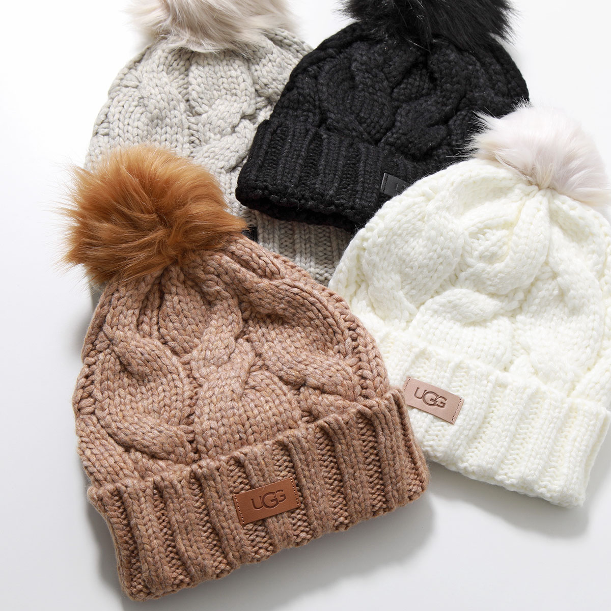楽天市場】UGG アグ ニット帽 W CABLE BEANIE W POM ケーブル ビーニー