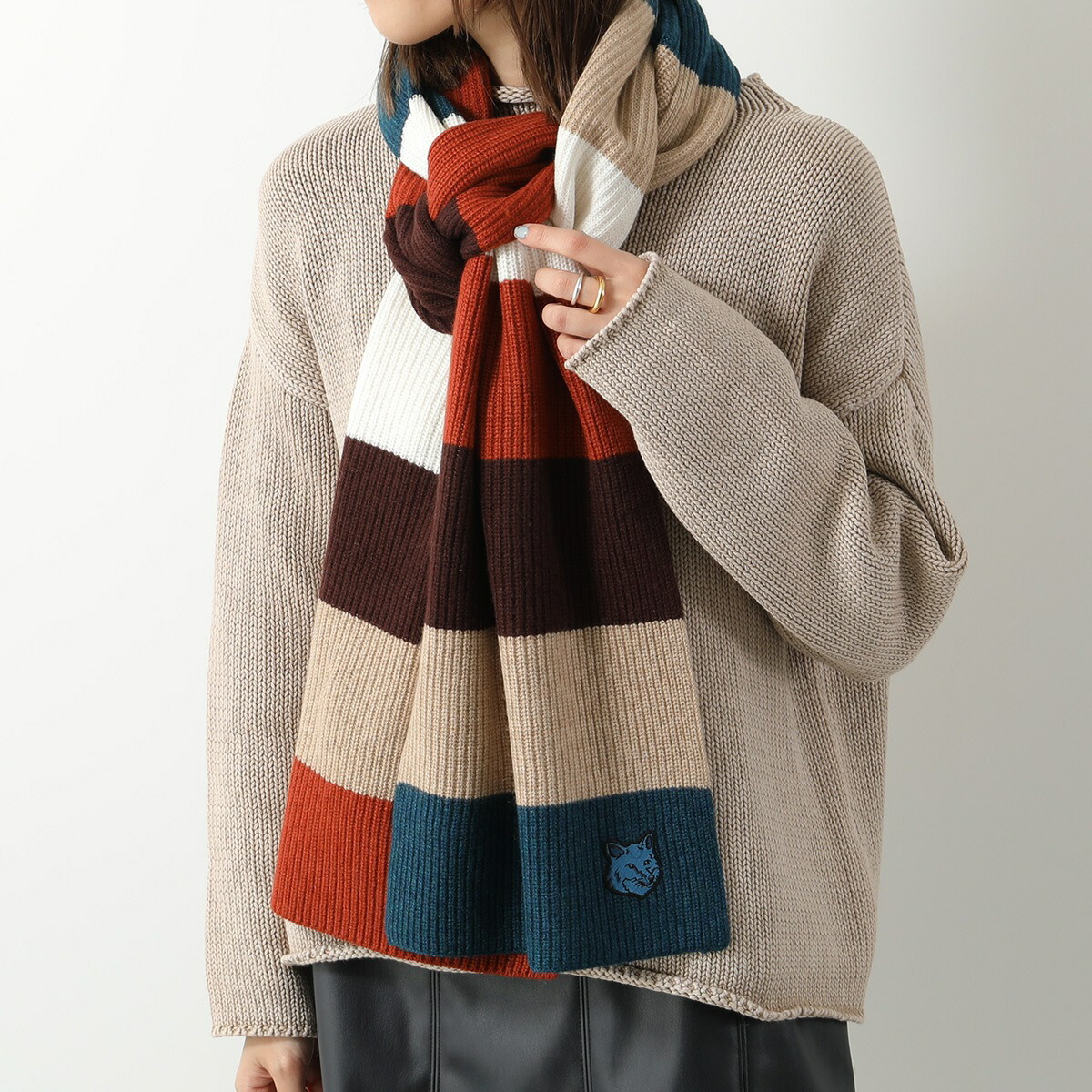 楽天市場】MAISON KITSUNE メゾンキツネ マフラー PREPPY STRIPED