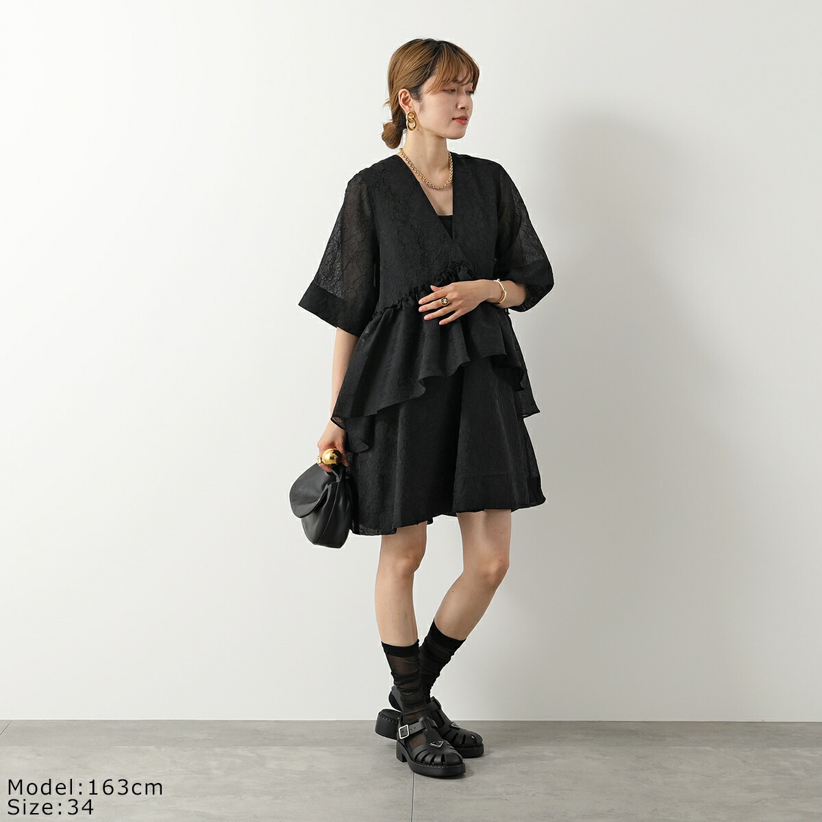 楽天市場】GANNI ガニー ワンピース Crinkled Georgette Flounce Mini