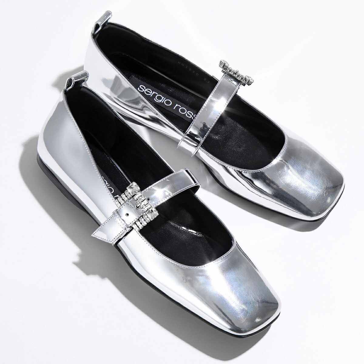 美品♡セルジオロッシ シルバーメタル トゥキャップ パンプス ブラック