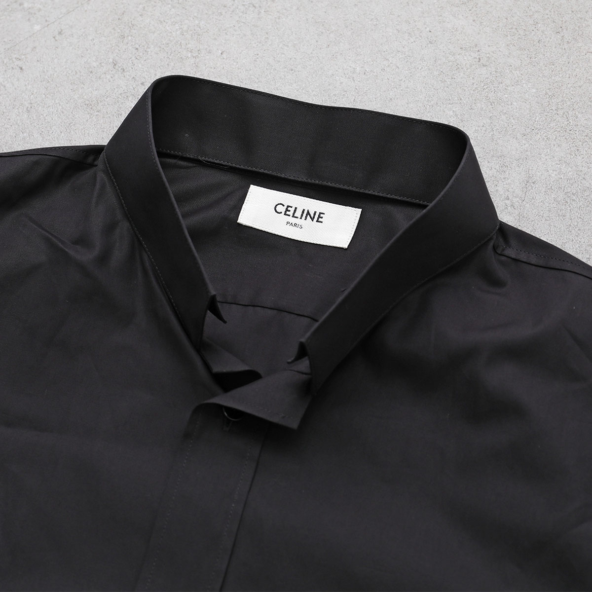 CELINE長袖ブラウスセリーヌCマカダム刺繍光沢艶感コットン100%