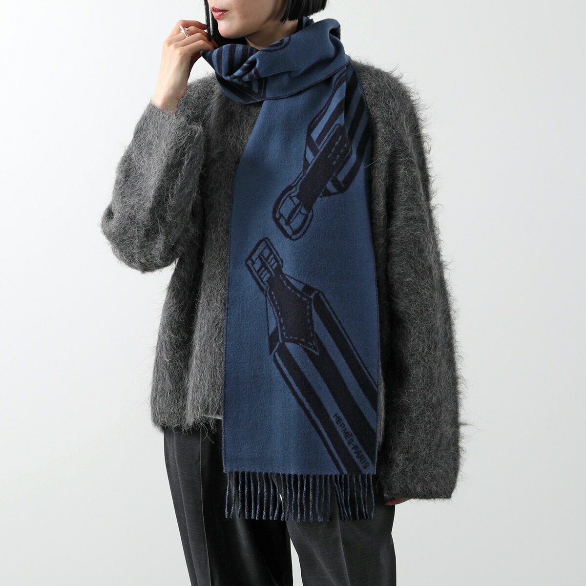 楽天市場】HERMES エルメス マフラー 170×25 ジグザグのサングル
