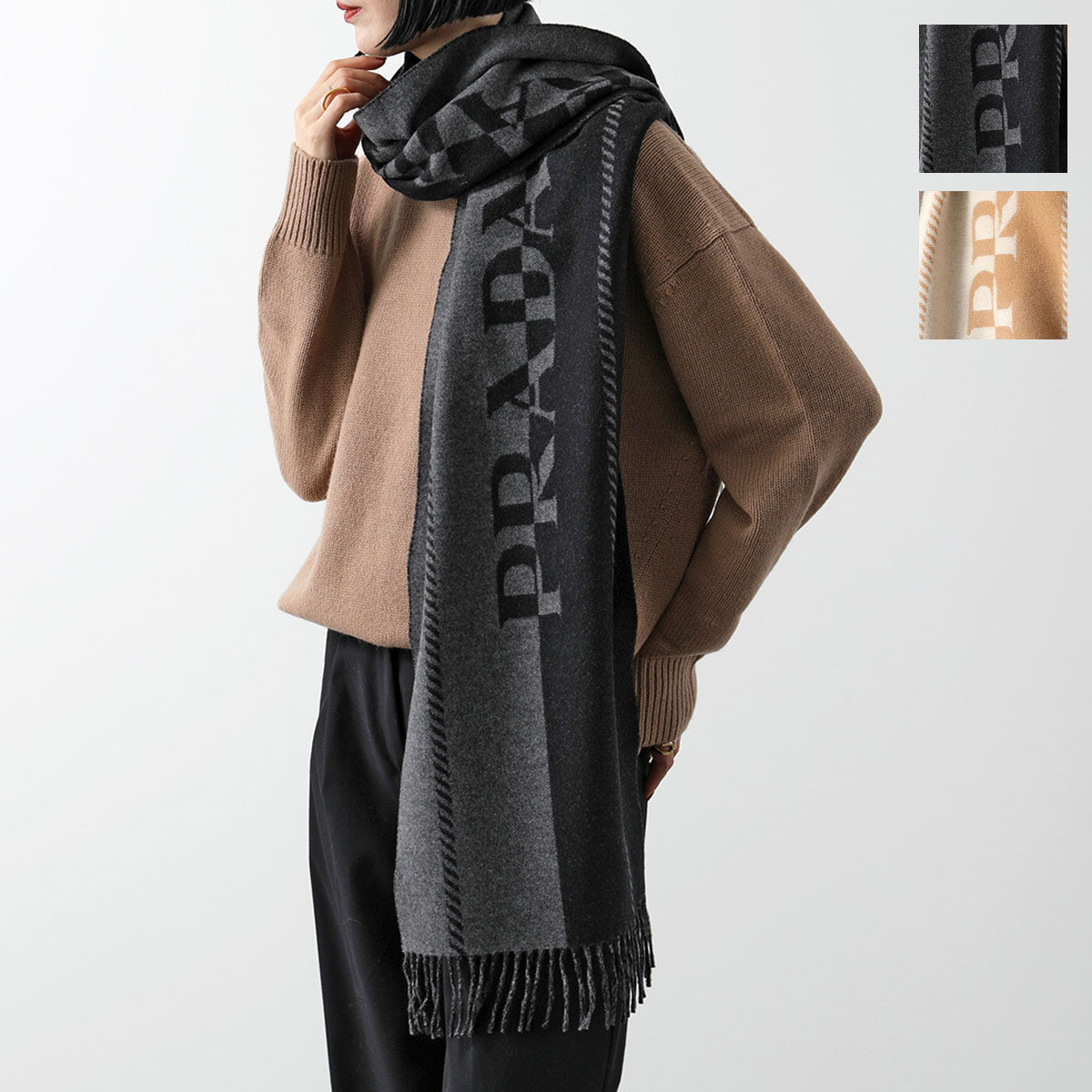 楽天市場】PRADA プラダ マフラー 2FS057 2FK3 レディース フリンジ