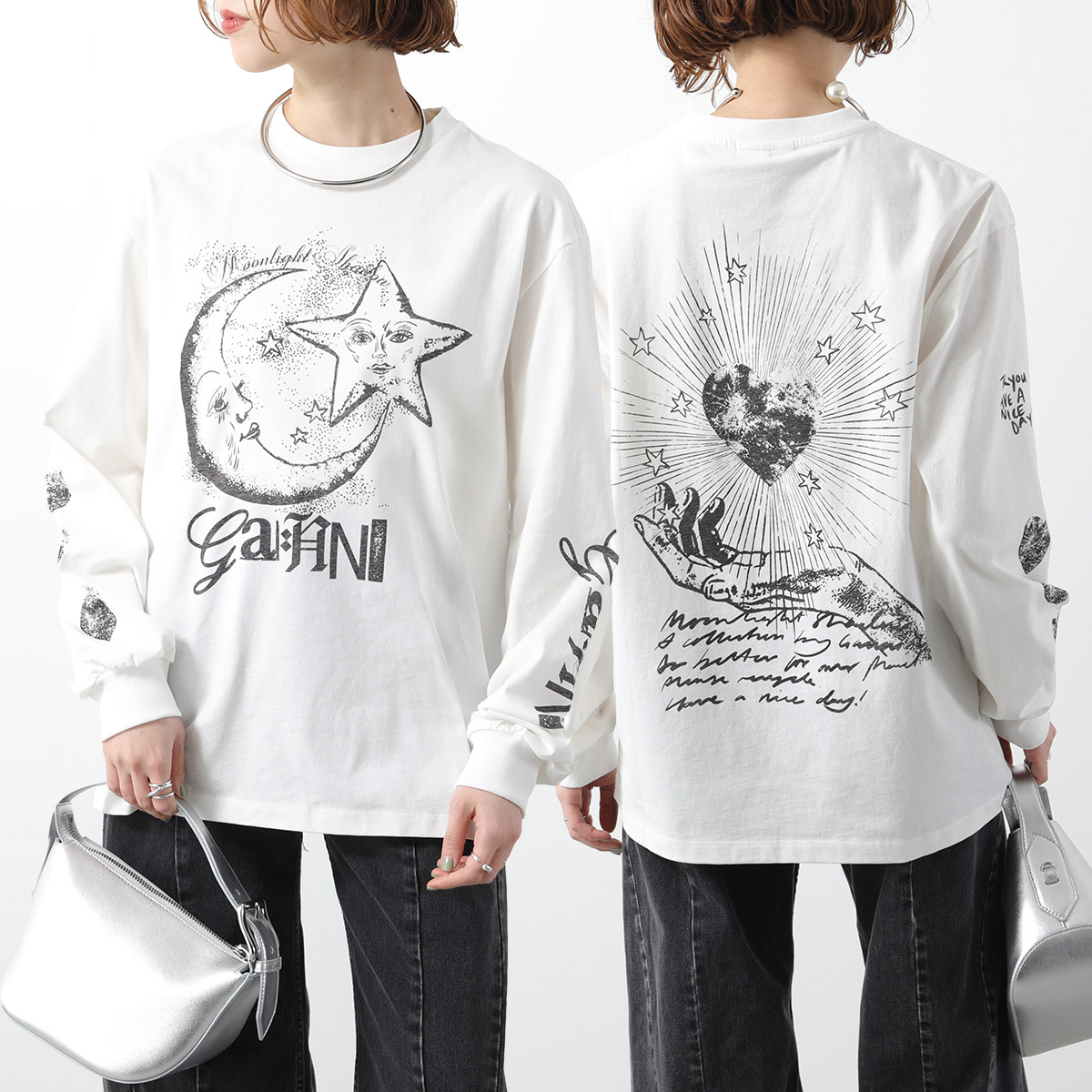 楽天市場】GANNI ガニー 長袖 Tシャツ FUTURE HEAVY JERSEY MOON LONG