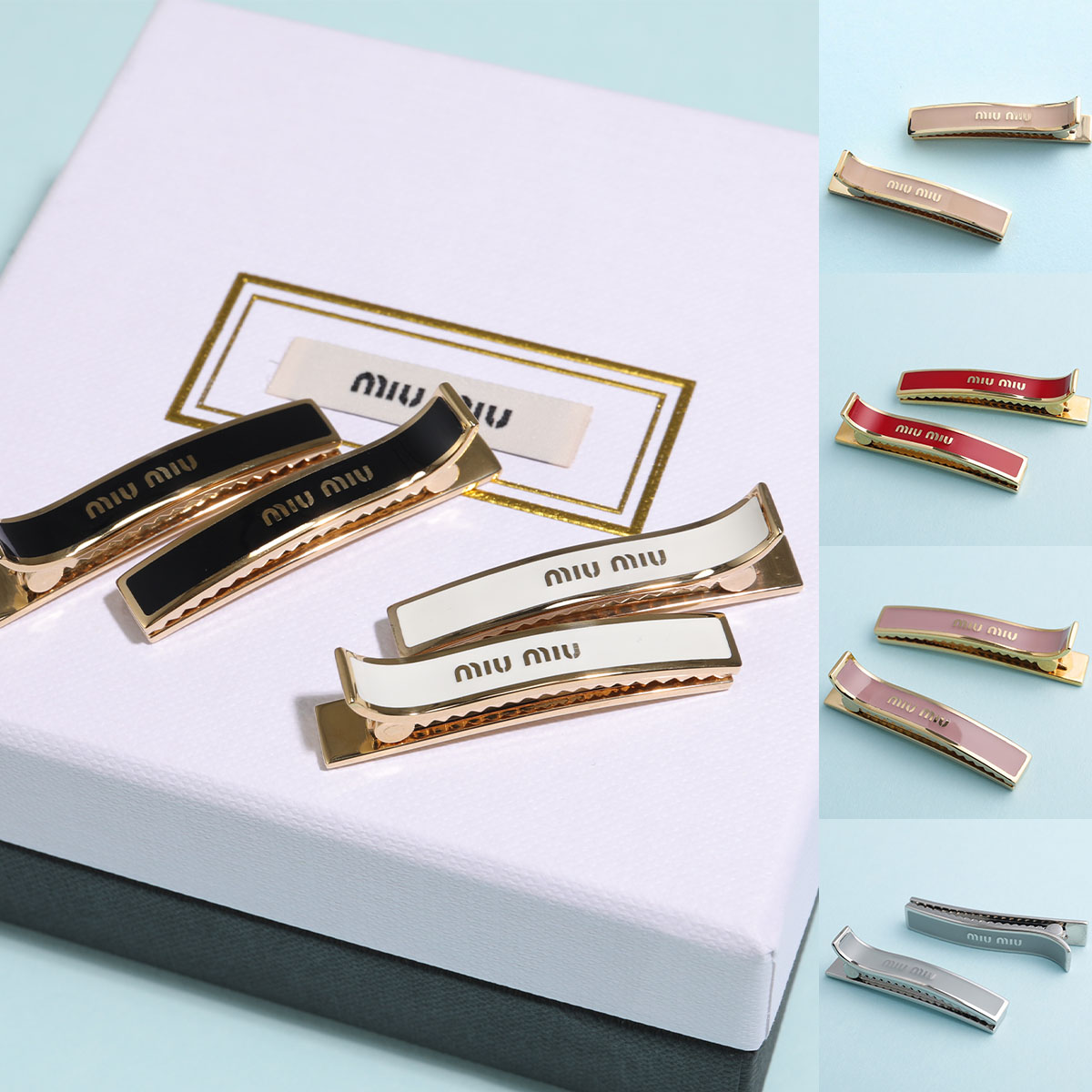 MIUMIU ミュウミュウ ヘアクリップ 5JF136 2F6T レディース 2点セット