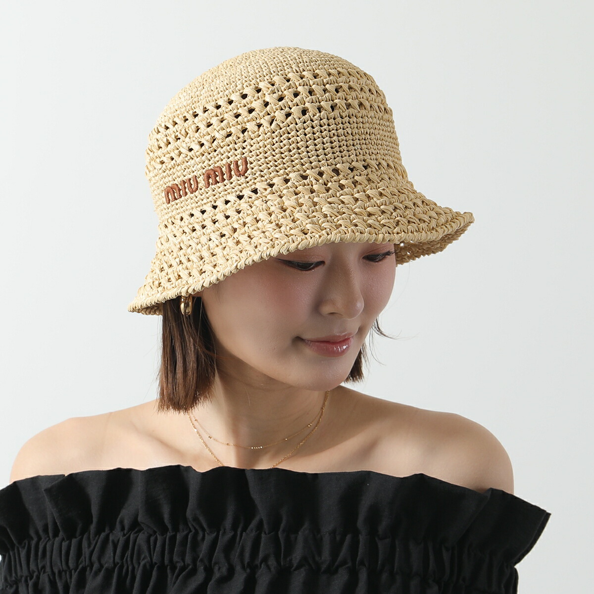 楽天市場】MIUMIU ミュウミュウ バケットハット 5HC287 2DO1