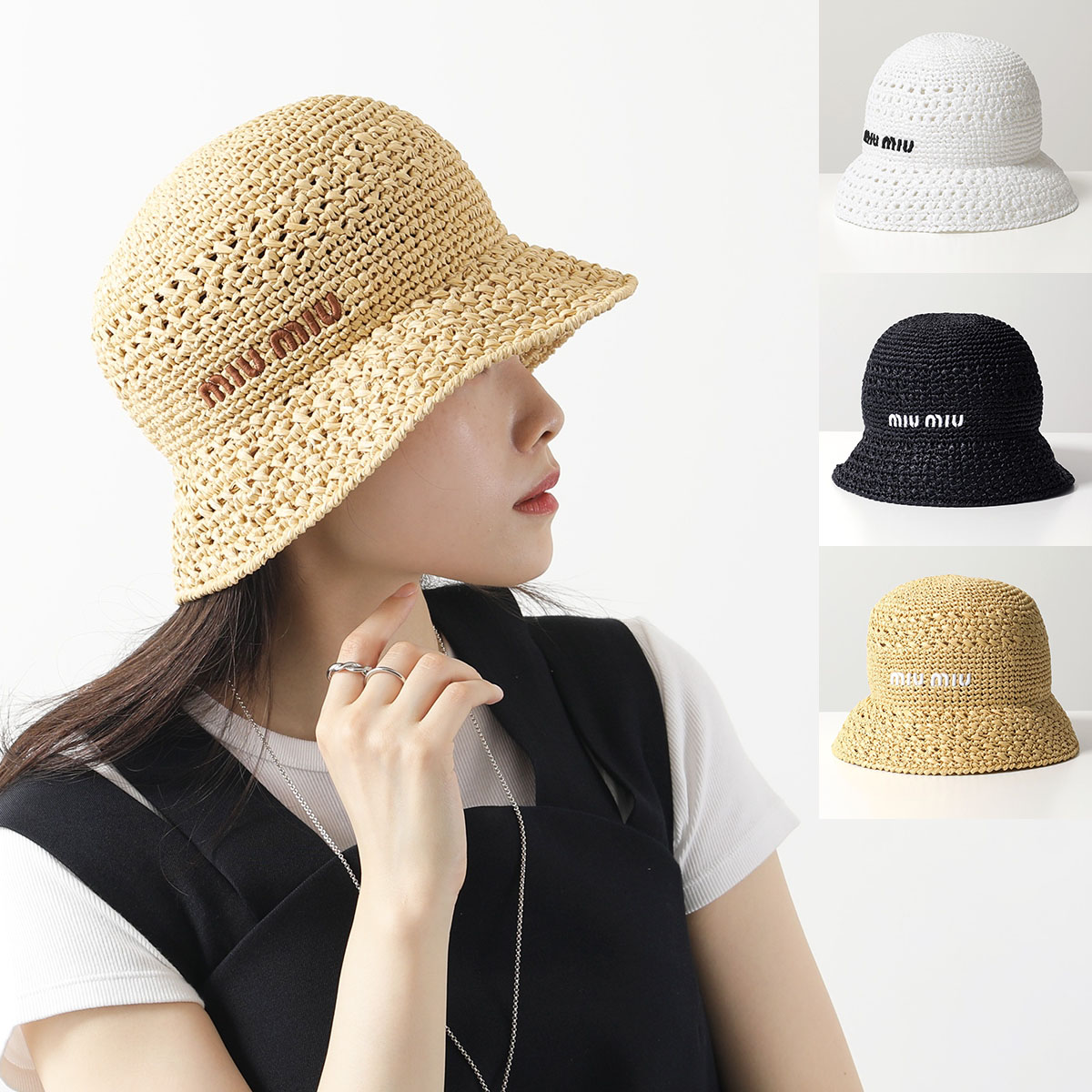 楽天市場】MIUMIU ミュウミュウ バケットハット 5HC287 2DO1