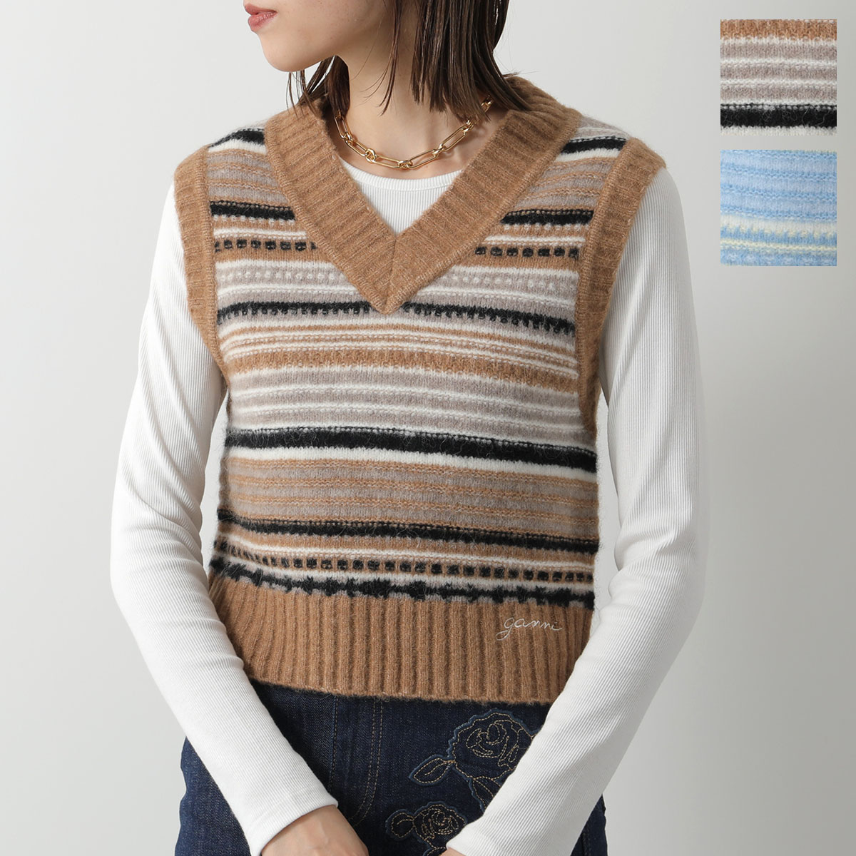 楽天市場】GANNI ガニー ニットベスト Soft Wool Stripe Vest K2236