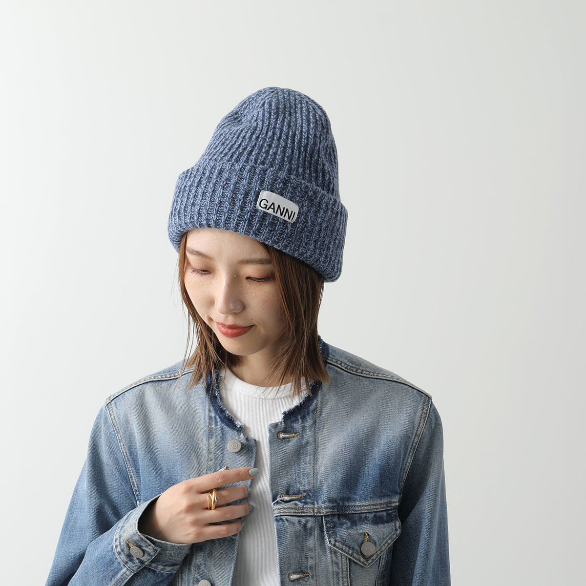 楽天市場】GANNI ガニー ニット帽 Structured Rib Beanie A4429 A6051
