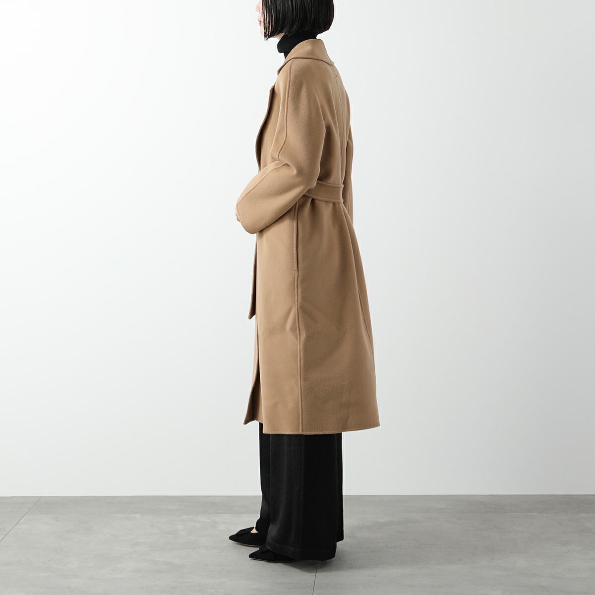 5519 マックスマーラステュディオ ガウンコート ブラック ロング丈