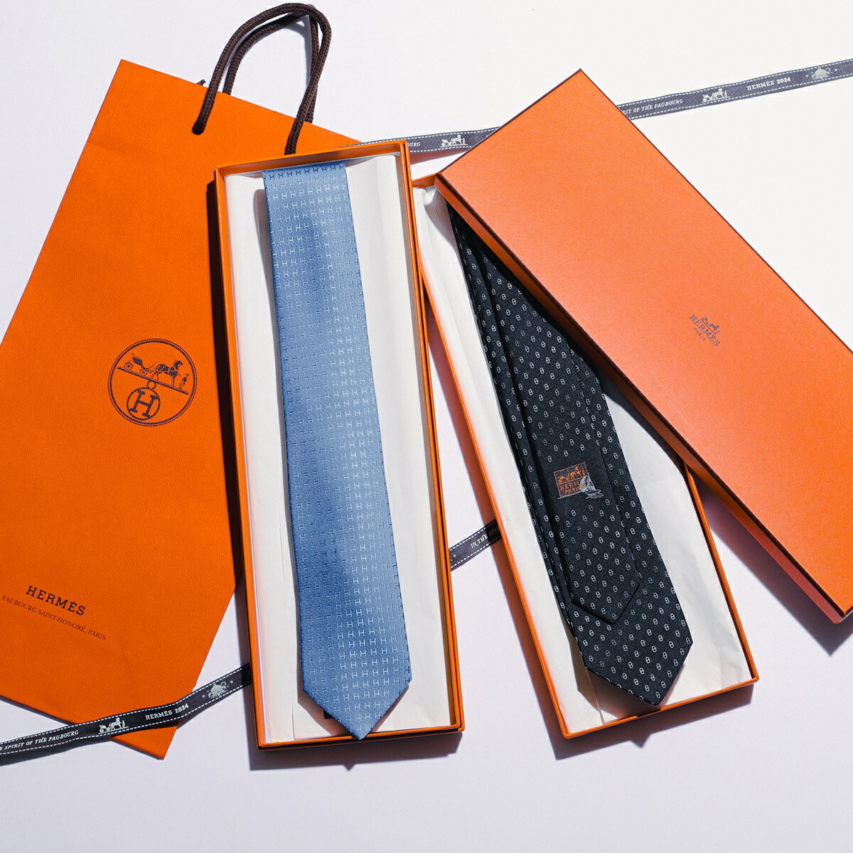 HERMES エルメス ネクタイ 空箱9個 ショッパー5枚 HERMES エルメス