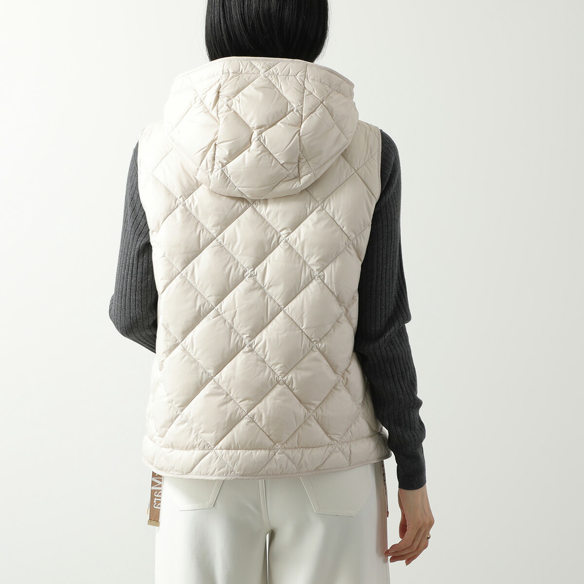 マックスマーラ IT46 リバーシブル ダウンベスト ベージュ×オフ