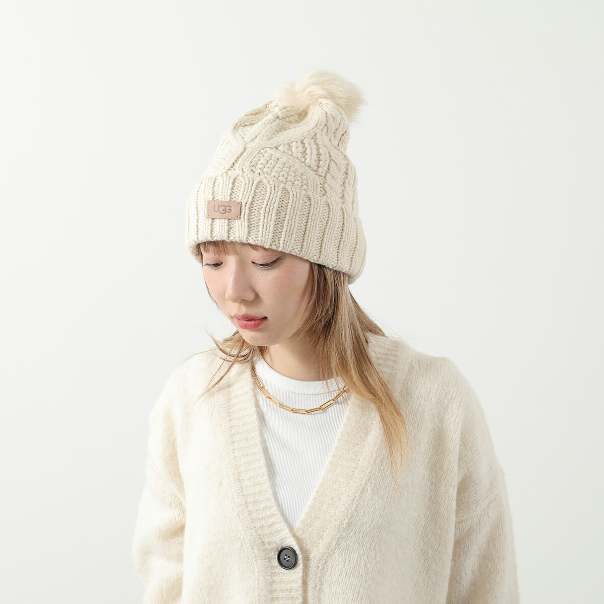 楽天市場】UGG アグ ニット帽 Cable Beanie with Pom ケーブル