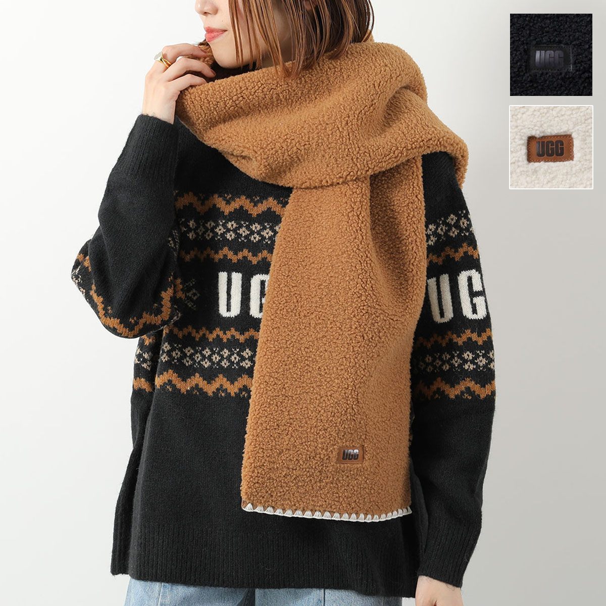 楽天市場】UGG アグ マフラー W UGGfluff SCALLOPED SCARF フラッフ