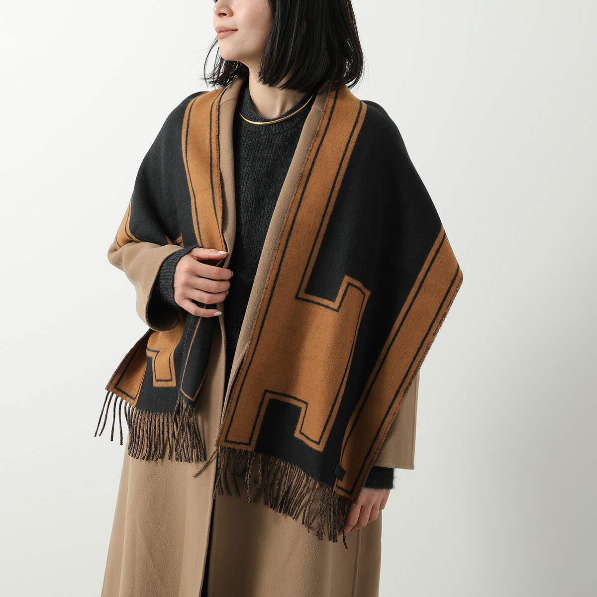 楽天市場】HERMES エルメス マフラー 160×30 クレ・ドゥ・H Clou de H