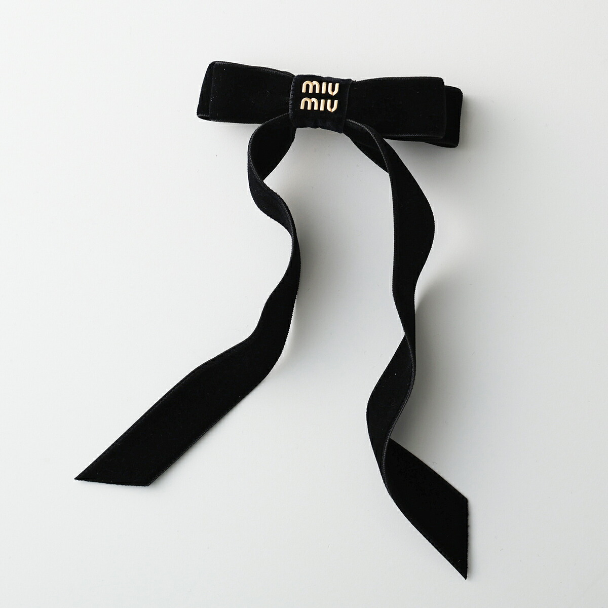 MIU MIU ロゴ付き ベルベットリボン ヘアコーム ブラック MIU MIU ロゴ