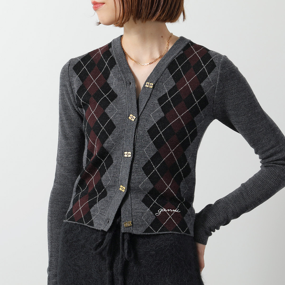 楽天市場】GANNI ガニー カーディガン Fine Merino Jacquard Cardigan