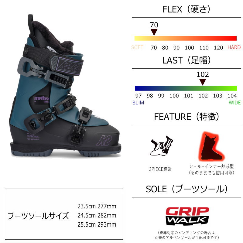 楽天市場】[23.5cm足幅102mm幅]K2 METHOD W ケーツー メソッド