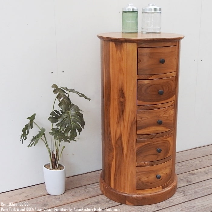 スペイン製無垢5段サイドチェストタンス箪笥たんすチェストドロワー