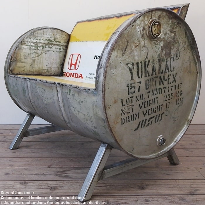 楽天市場】ドラム缶をリメイクしたベンチ 2P P Honda ホンダ 2人掛け