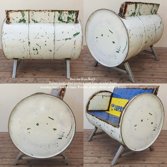 楽天市場】ドラム缶をリメイクしたベンチ 2P R 2人掛け 1.5人掛け 1人