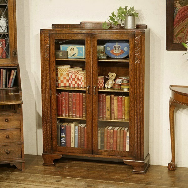 英国アンティーク木製ブックシェルフ/本棚/オープンラック/飾り棚(89