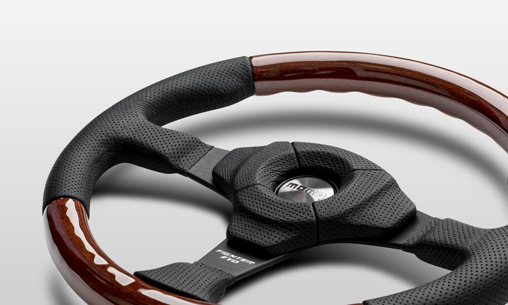 廃盤モデル】希少 MOMO ステアリング ファイター ウッドレザーコンビ