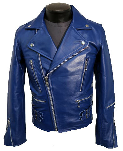 楽天市場】本革 UKライダース ダブルライダース 革ジャン 牛革 青