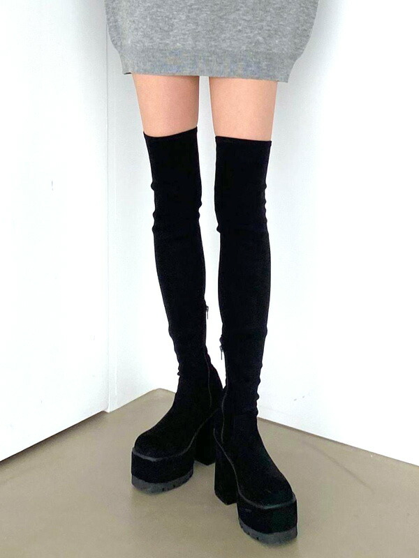 楽天市場】EMODA エモダ 厚底 ブーツ スクエア フィット ロング ブーツ