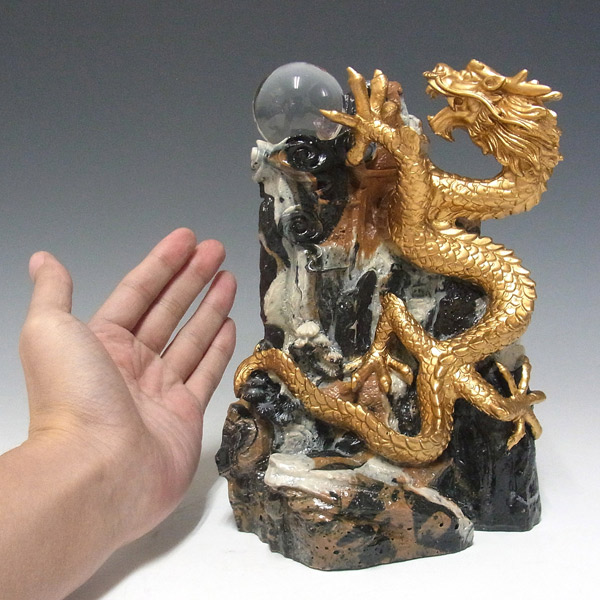 楽天市場】大理石調 風水龍 金龍上山（中）21cm 置物 昇り龍 山水龍