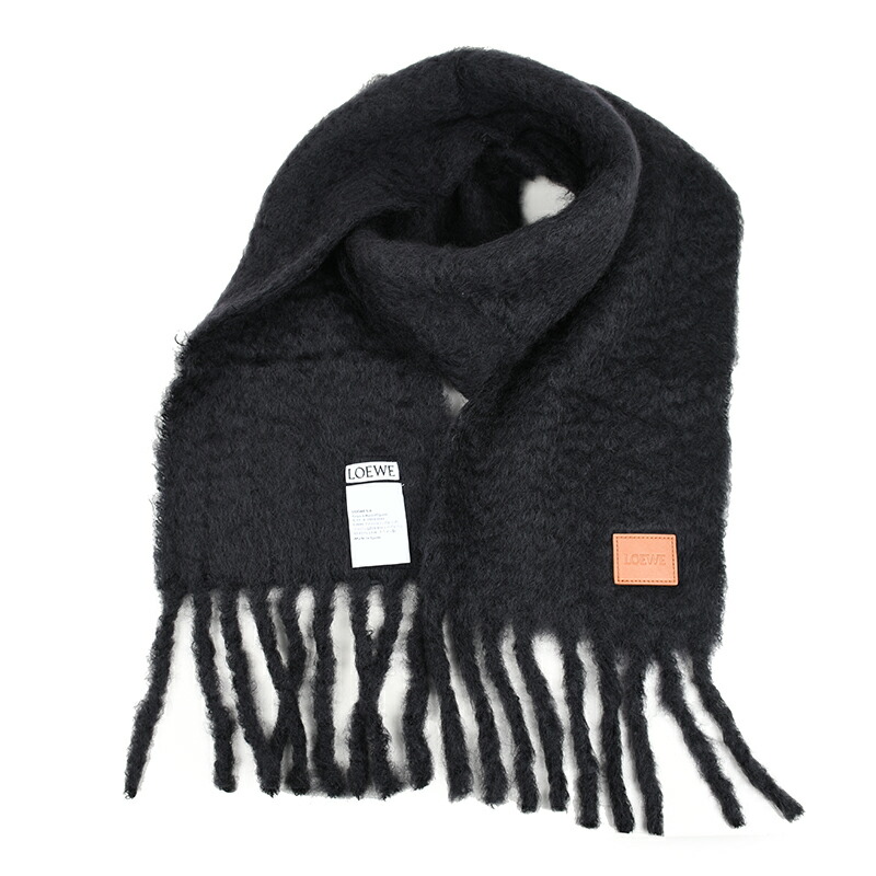 楽天市場】LOEWE ロエベ ブラック ロゴウールモヘアマフラー