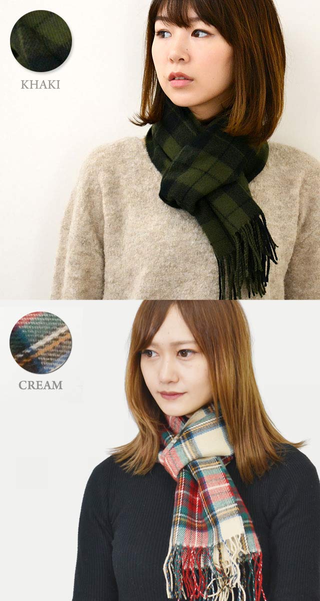 楽天市場】【マフラー】ラッピング不可 アクリル チェック柄 無地