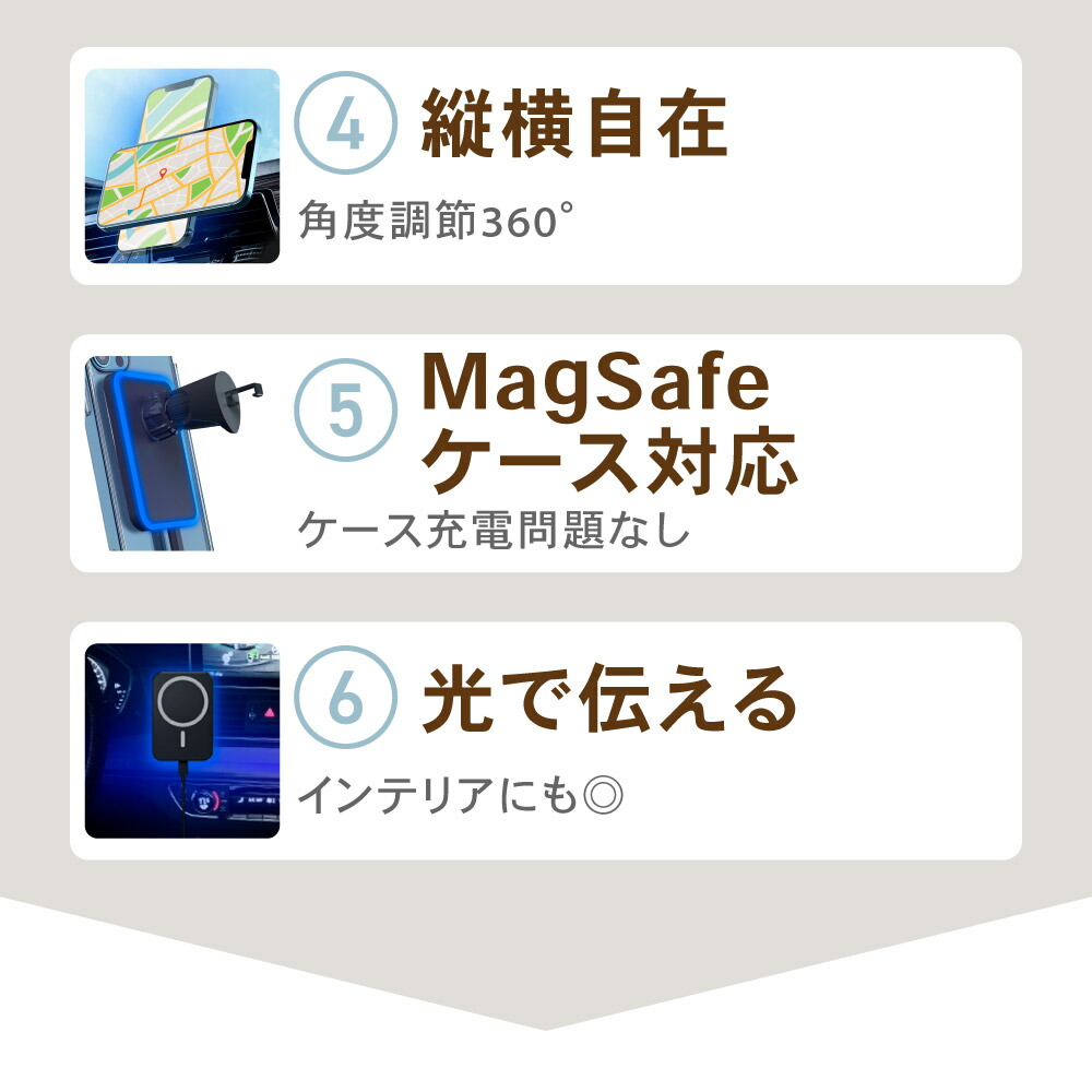 楽天市場】［iPhone16 対応］ 車載ホルダー 充電器 ワイヤレス充電器