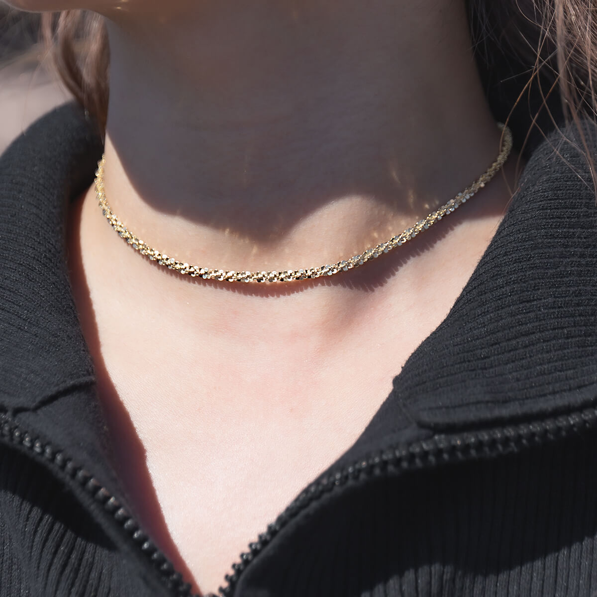 楽天市場】10K イエローゴールド ツイストスパークルネックレス 幅3mm