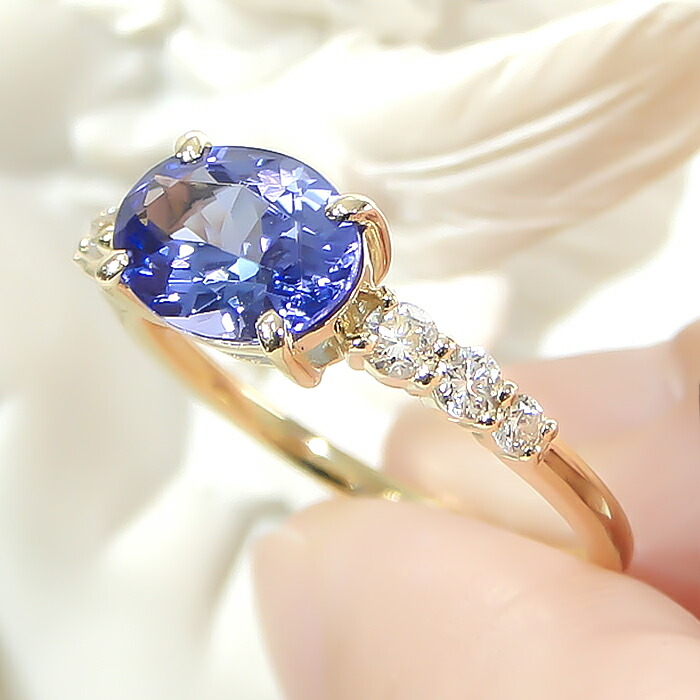 楽天市場】K18YG タンザナイト & ダイヤモンド リング送料無料 代引