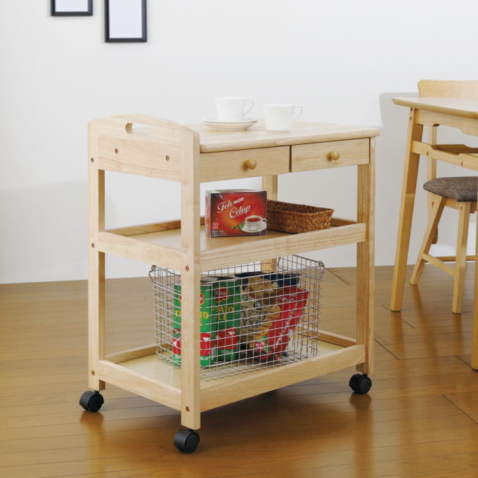 天童木工 ワゴン T-2093ME-ST Tendo 2段 キャスター付 天童木工 ワゴン