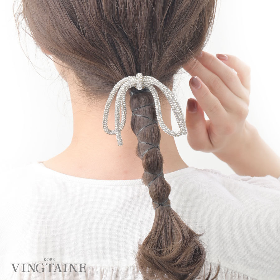 楽天市場】◇SALE◇ヘアカフ ポニーフック リボン ビジュー ライン