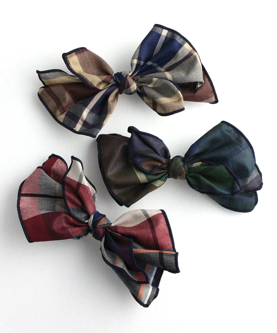 楽天市場】ビッグチェック柄リボンバレッタ フェミニン キュート