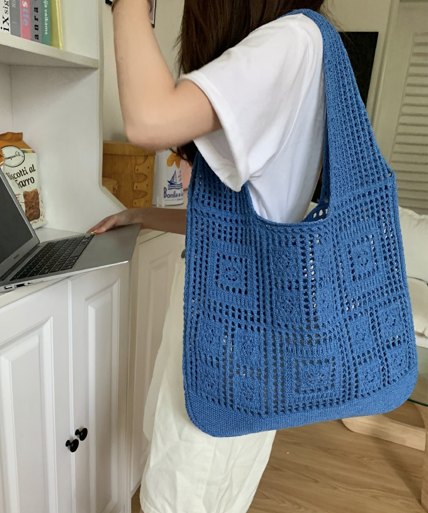 楽天市場】透け感ニットトートバッグ トートバッグ ニット a4 ニット